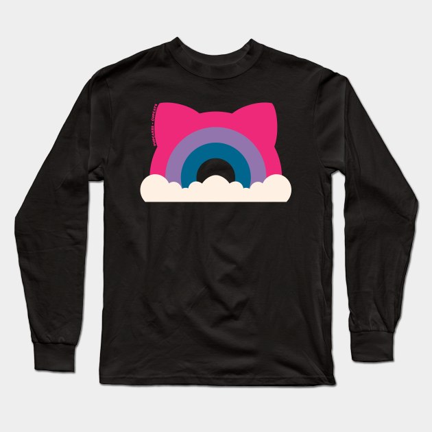 Bi Pride Cat Ear Rainbow Long Sleeve T-Shirt by Pupcakes and Cupcats